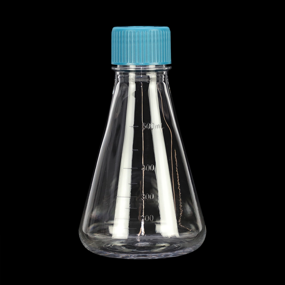 125ml 250ml 500ml 1000ml 2.8L 5L Lab Plastic Erlenmeyer Flask Triangle Culture Shake Flask for Cell Culture with Scale