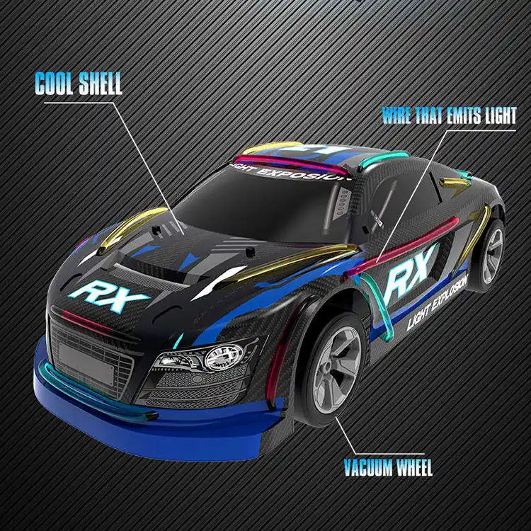 Colorful Lighting Model 2.4G 1/10 Scale PVC Remote Control LED Lighting Race RC Car