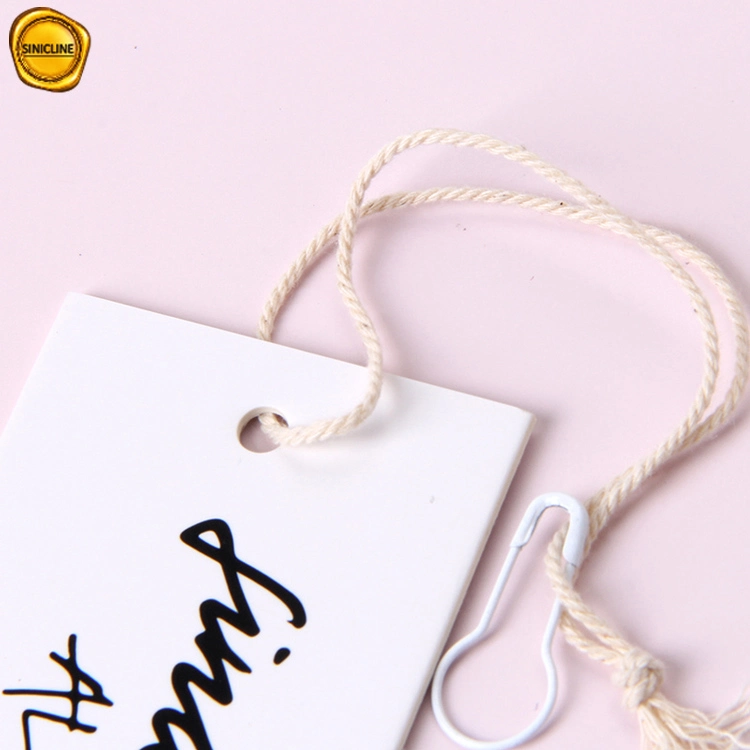 Sinicline Customized Logo Round Hole with White String Hangtag for Clothes