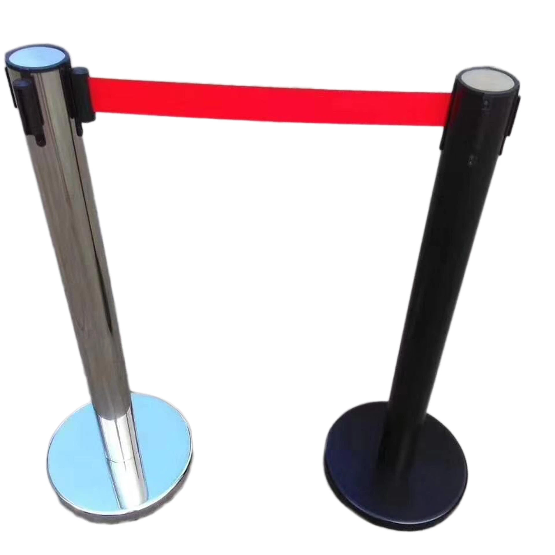 Matt Surface Finishing Metal Stanchion with 2m Retractable Nylon Belt Barrier