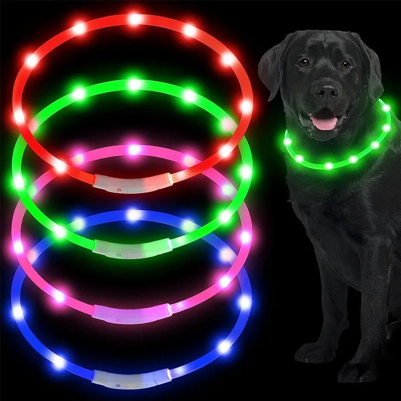 Coleira de cão LED de segurança à prova de água e anti-perdas por grosso
