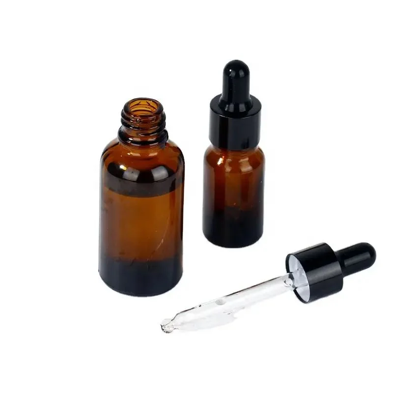 20ml de óleo essencial de vidro âmbar Perfume garrafa recipiente de armazenagem de líquidos Cosméticos