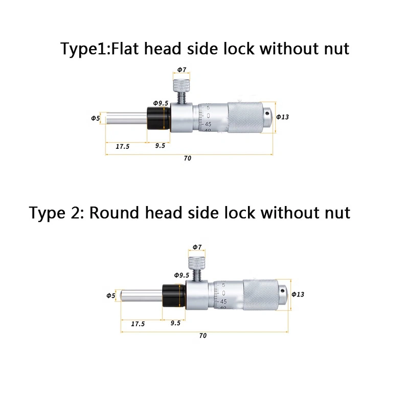 0-6.5mm 13mm 25mm Side Locking Screw Type Micrometer Heads