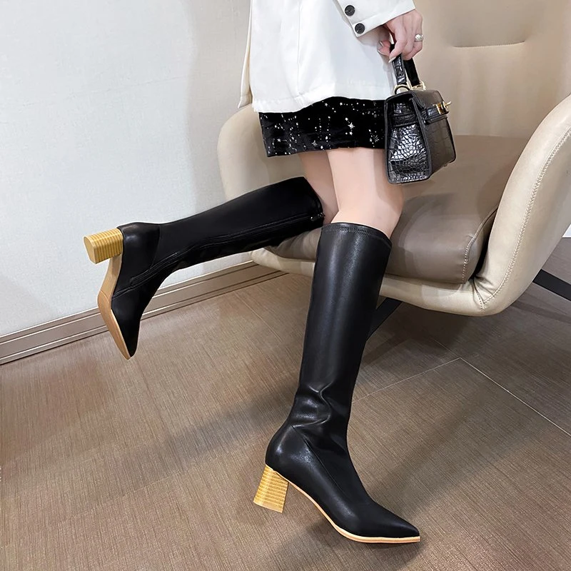 Zonxan Wholesale/Supplier Size New Arrival Leather Knee High Boots Women Knee High Boots for Women Knee High Boots