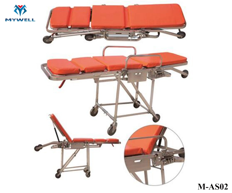 M-As02 Aluminum Alloy Ambulance 4 Wheels Stretcher Stretcher with Wheels