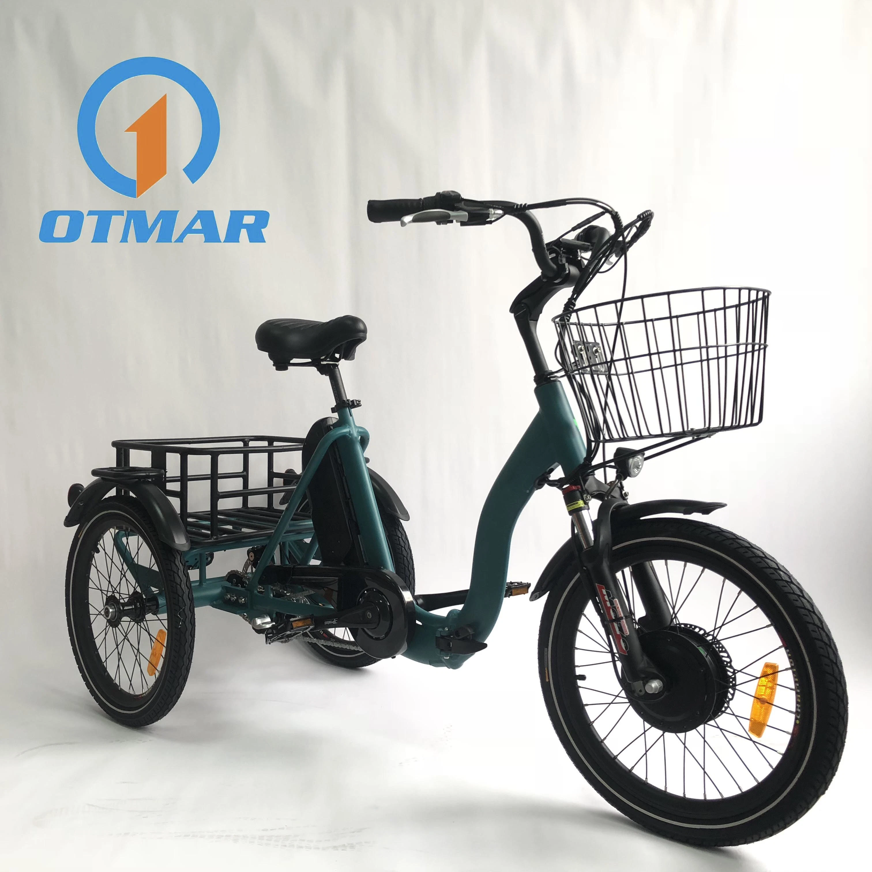 Hot Sale Ville Tricycle électrique pliable 3 roues vélo Cargo 36V/48V Tricycle électrique de la batterie au lithium adultes petites pneu de route E Trike