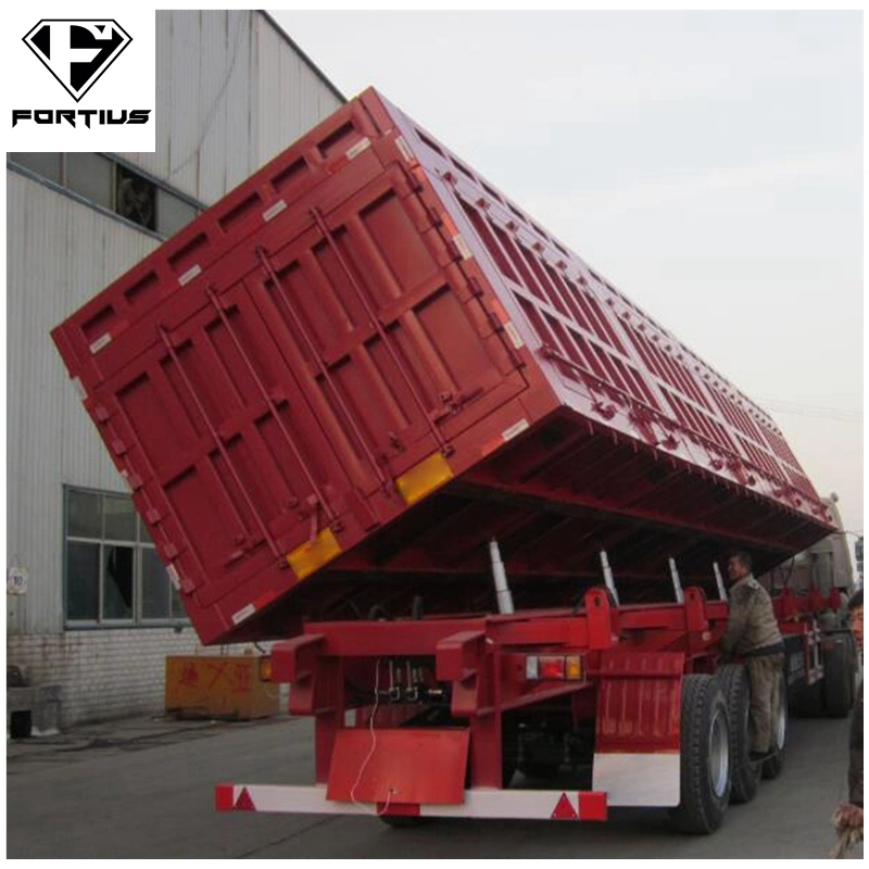 China Fabricante 80 Ton 100ton lado capacidade dumper do cilindro hidráulico da caixa basculante de dumping semi reboque Fornecedor