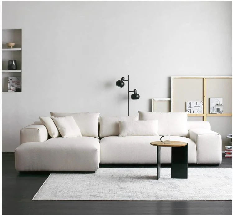 Moderno y minimalista en forma de L Oficina de Moda Hogar Sofá de tela pequeña