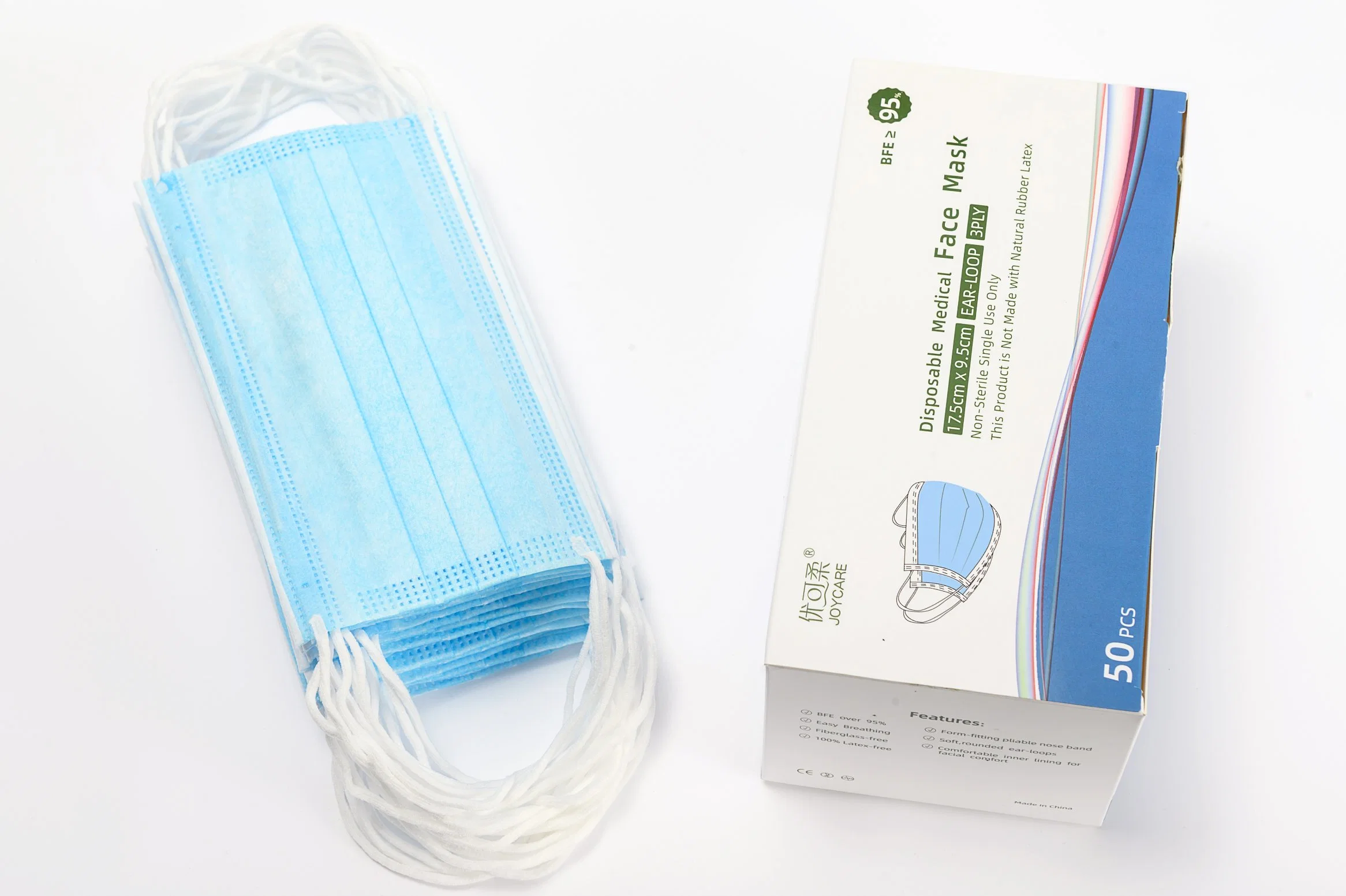 Disposable Non Woven 3ply Blue Earloop Medical Face Mask