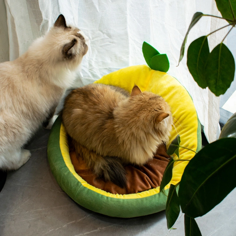 Donut Cat Bed Plush Faux Fur Cat House Cats Comfortable Warm Deep Sleep Pet Nest Cute Cat Bed