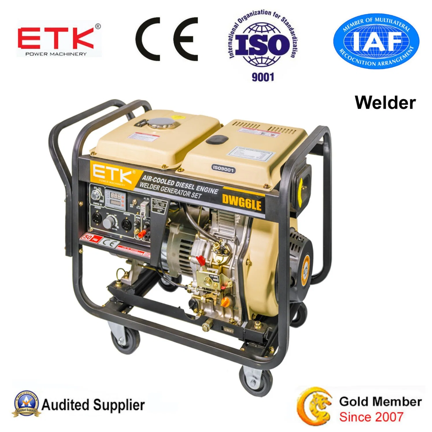 5kw Single Cylinder Air Cooled Portable Emergency Diesel Welder Generator