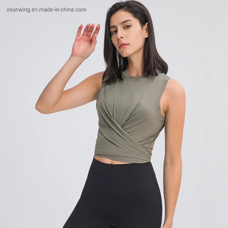 Xsunwing Custom Logo Hot Spandex/Polyester Top Summer Lady Crop Tank Tops Sports Gym Wear for Women Clothing