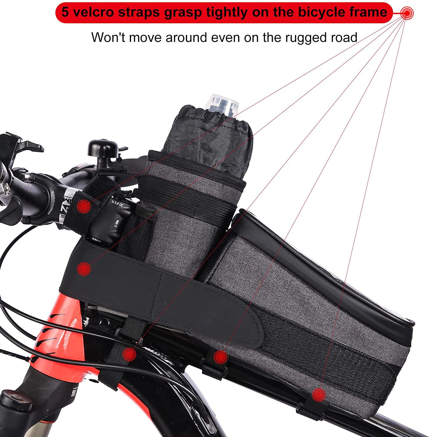 Bike Phone Front Frame Bag with Water Bottle Holder Bag Bicycle Phone Bag