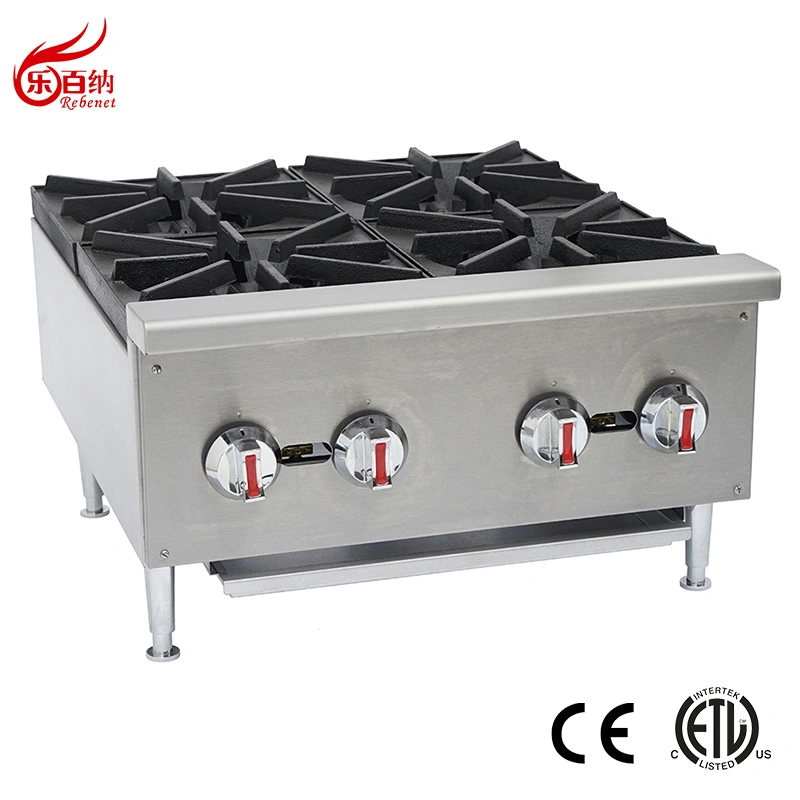 El equipo de cocina comercial placa calefactora Mesa 4 Quemador hornillo de gas cocina de acero inoxidable (EHP-4S)