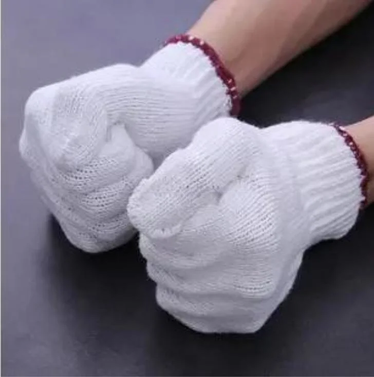 Guantes de trabajo de seguridad de punto de algodón blanco natural de alta calidad