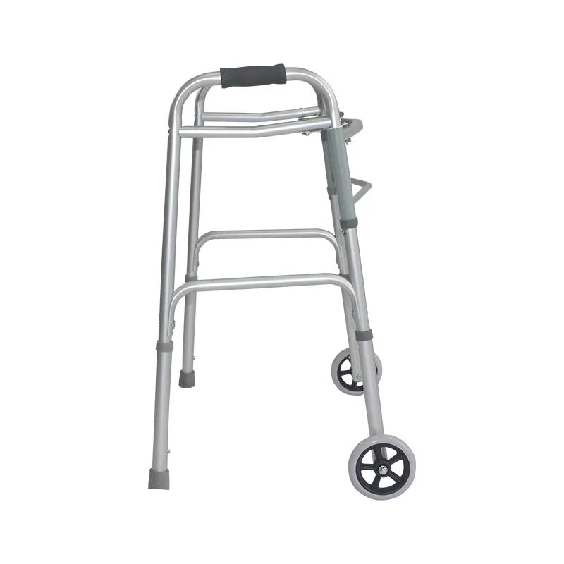 Aluminum Mobility Walking Aids Two-Button Folding Wheeled Walker