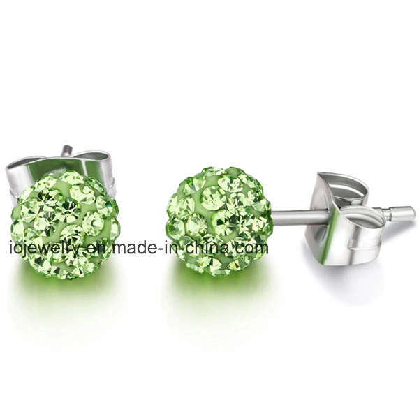 Stainless Steel Crystal Body Piering Jewelry Ball Stud Earrings