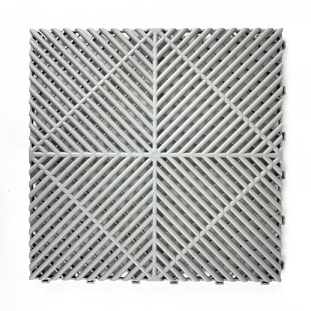 Rigid Modular Anti Slip Car Wash Drainage Plastic PP PVC Interlocking Garage Floor Tile for Car Parking Carwash Garage Flooring