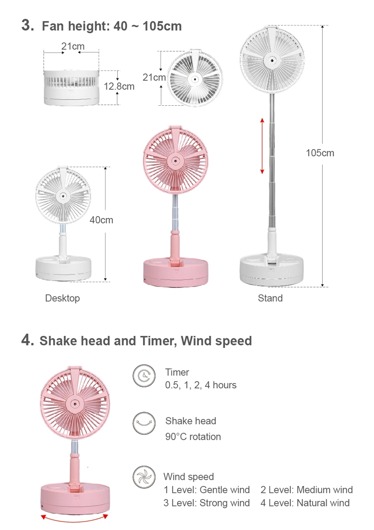 Mini USB Rechargeable petite table DC Stand Portable ventilateur électrique pliable Prix Mini USB Portable Rechargeable Ventilateur de plancher