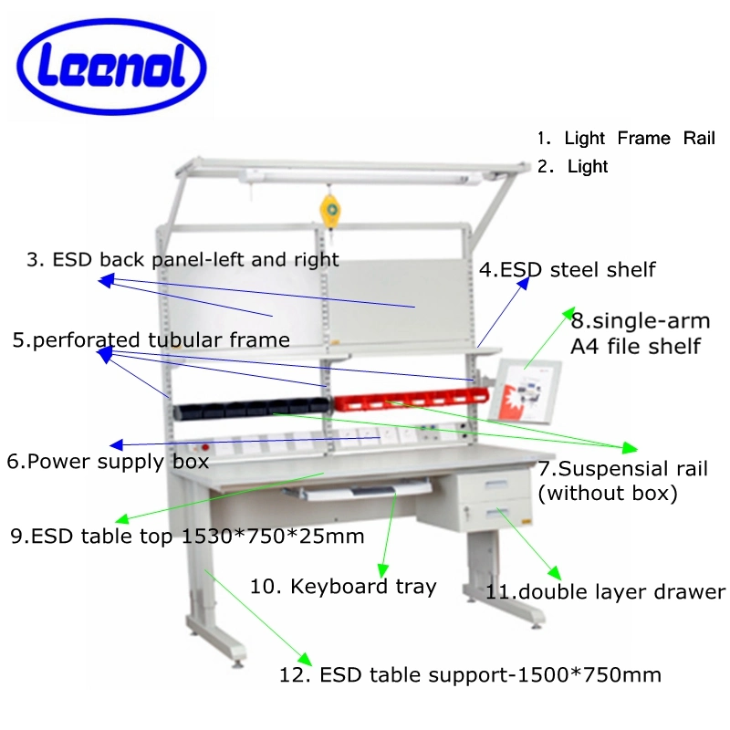 Leenol ESD Wooden Workbench/ESD Assembly Line Inspection Work Table / Lab Table / ESD Workbench Inspection Work Table/ ESD Workbench /Assembly Line Work Table