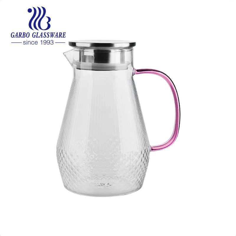 High Borosilicate Heat Resist Glass Water Pot 1500ml Glass Kettle Hot Water Glass Jug with Lid Glass Water Pot