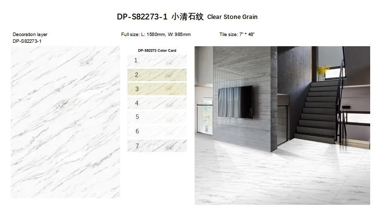 Gkbm Dp-S82273 Fire Retardant Slim Stone Plastic Composite Clear Stone Grain Unilin Click Spc Flooring