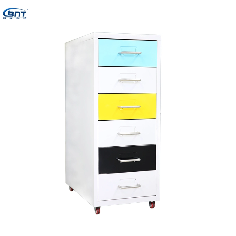 Compact Space Saving Colorful 6 Drawer Under Desk Mobile Cabinet