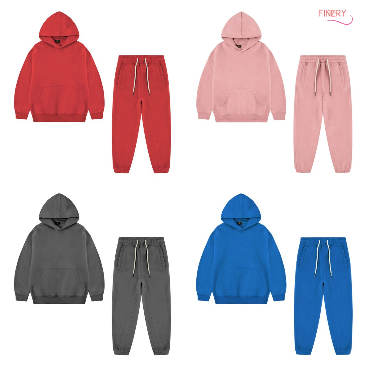 OEM 350GSM Customize 95%Cotton Boys Girls Clothing Kids Custom Long Sleeve Pullover Hoodies Sweatpants Set High quality/High cost performance  Children Clothes