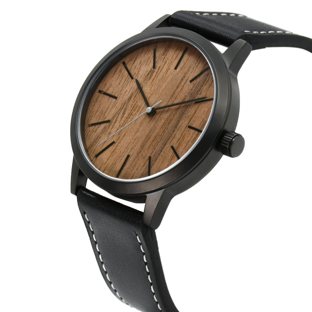 Bewell Latest Fashion Gift Hot Sale Stainless Steel Genuine Leather Japanese Movement Man Wrist Wood Watch