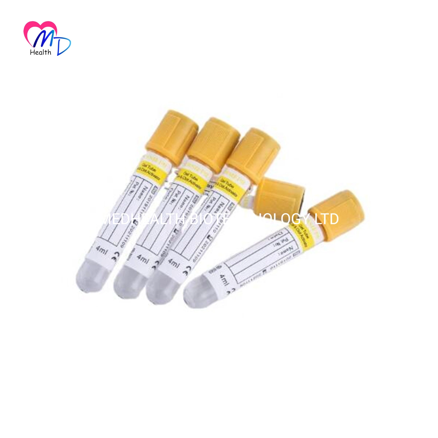 Gel desechable médico y tubo activador de coágulos con tapón amarillo