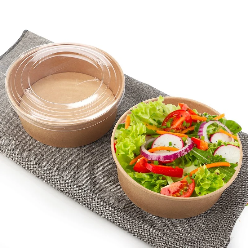 1300 Ml Disposable Printed Kraft Salad Bowl Disposable Paper Bowl for Salad