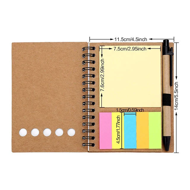 Custom Logo Sticky Notes Kraft Paper Cover Mini Notebook Note Pads with Pen