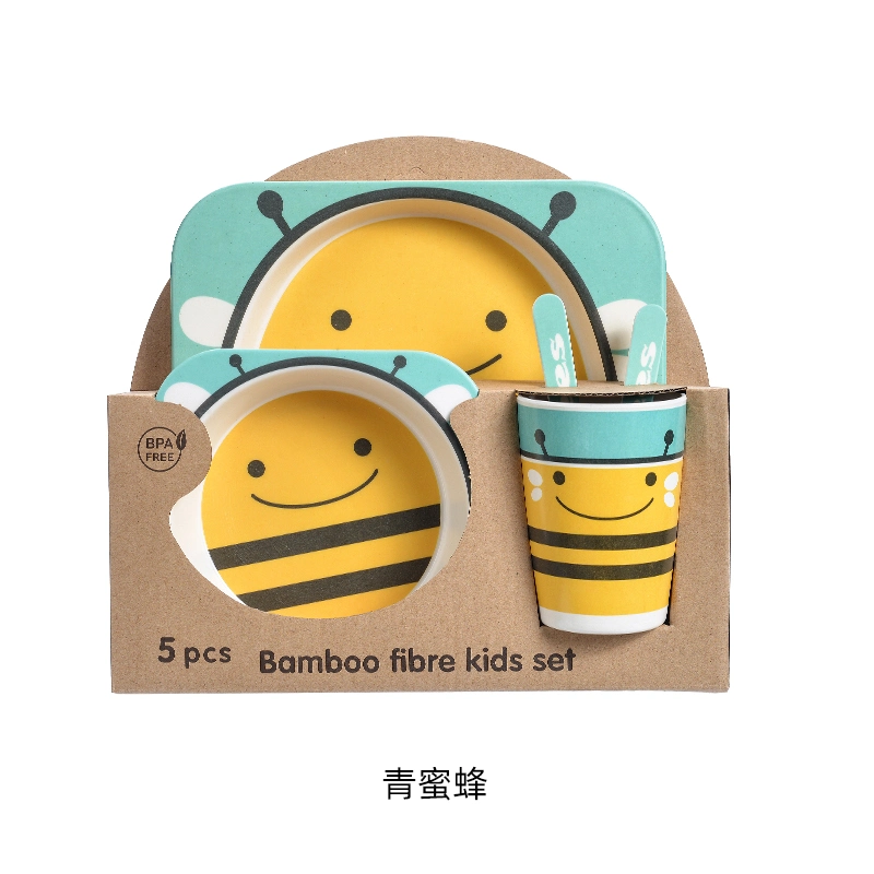 Environmental Protection Baby Feeding Set Cartoon Bamboo Fiber Dinnerware Sets