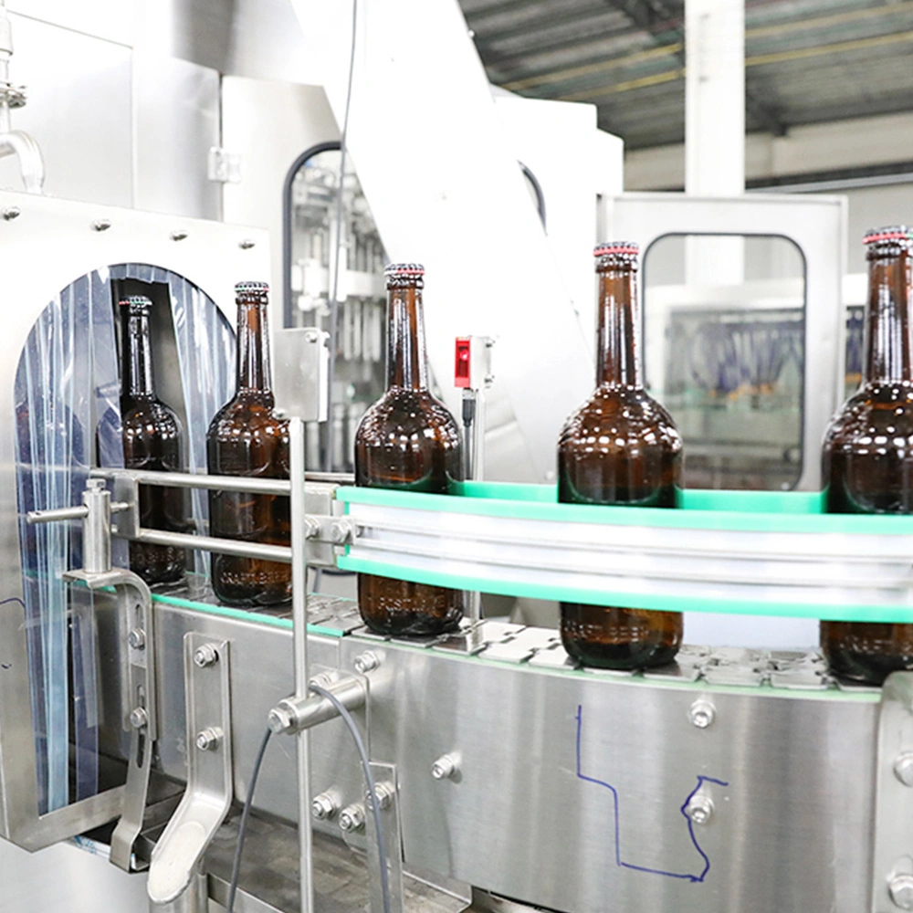 Botella de vidrio cerveza Bottling enjuague llenado Equipo de tapado