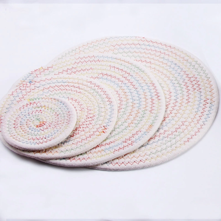 Round Colored Cotton String Woven Placemat