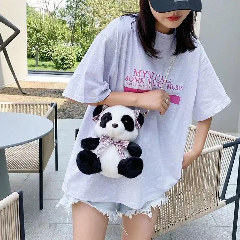 Lolita Panda حقيبة فاخرة لعبة اللؤلؤ لطيف الفتيات لطيف الكتف حقيبة كارتون دوليل حقيبة كروسبودي حقيبة هدية