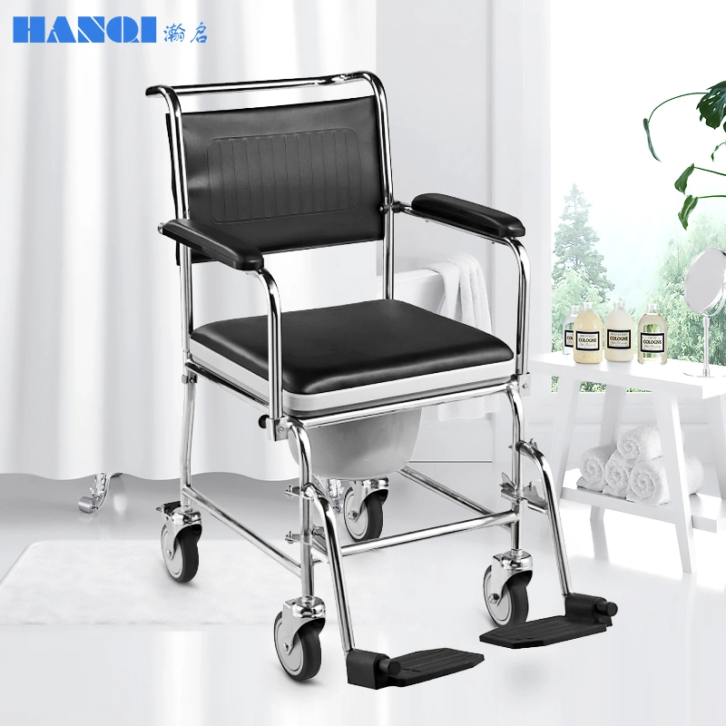 Hq692 ISO FDA CE Commode Chair Walking Commode Chair for Adult with Wheels