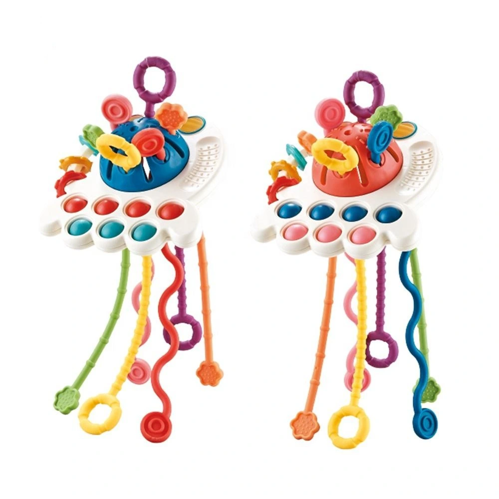 Amazon Finger Sensory Training Educational Funny Baby Soft Teether Silicone Pulling String Toy