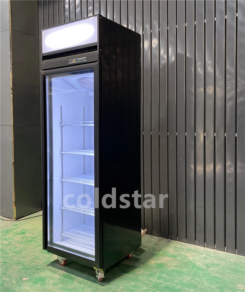 Refrigeradores e Freezers de Vidro Verticais de 500L com Porta Única para Pequenos Mercados.