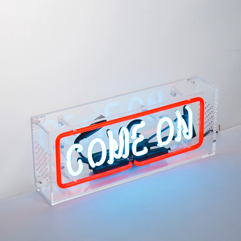 Come on Glass Neon Acrylic Clear Box Neon Light in Nice Looking