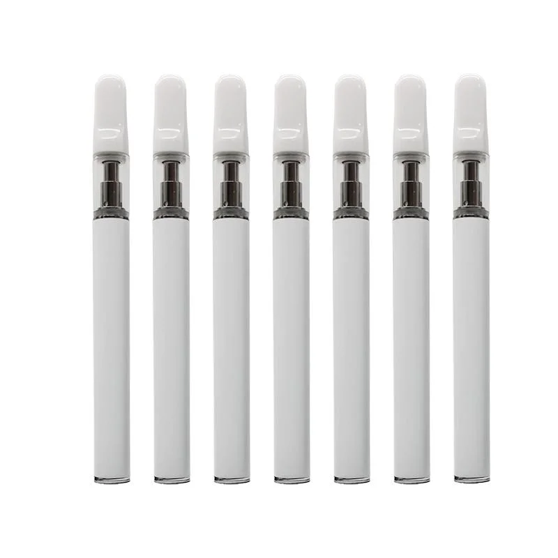 White Black with Flat Mouthpiece Round Tips Disposable/Chargeable Vape Pen 320mAh Rechargeable Battery 0.3ml 0.5ml Refillable Tank Ceramic Coil Cartridge