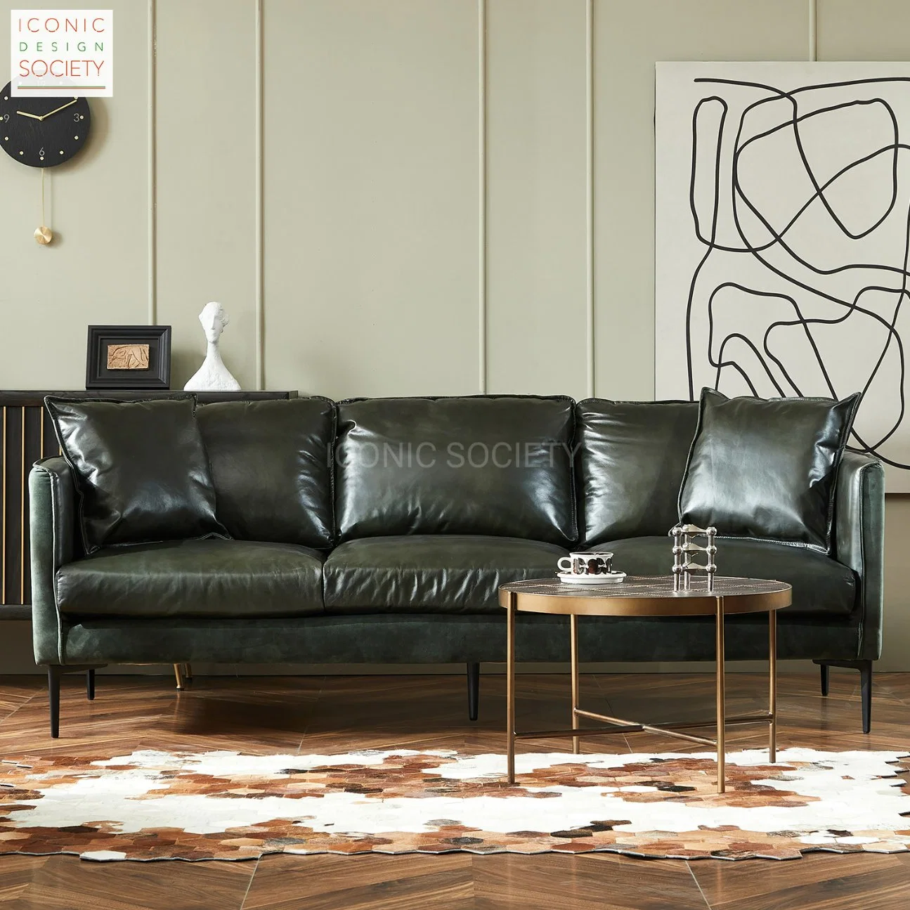 Wohnzimmer Möbel Hotel Holzrahmen Eisen Beine Freizeit Couch Sets Samt Stoff Echtes Leder Sofa-Set Home Möbel