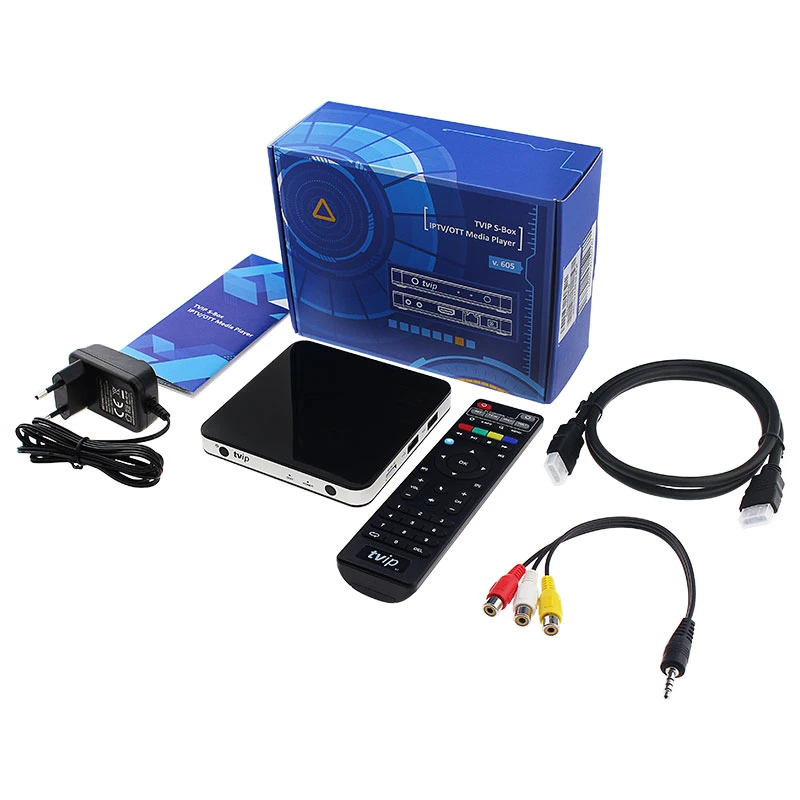 Tvip original605 Smart TV Box S905X Cuadro de IPTV Tvip 605 Linux Decodificador 2.4G/5G WiFi TV Box Multimedia 4K con la IPTV Noridc suscripción canales europeos