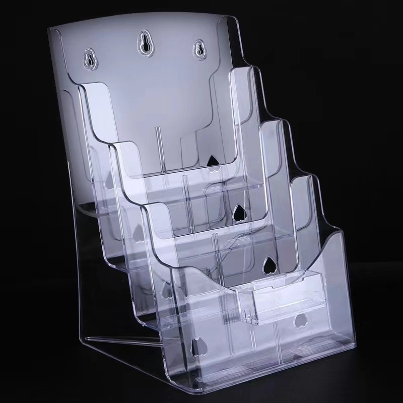 Acrylic Donation Box with Key Lock and Front Pocket for Brochures