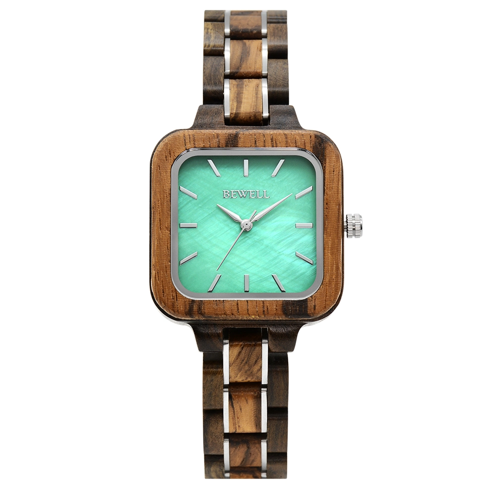 2023 Bewell Square Holz Handgelenkuhren für Frauen Custom Quartz Japan Uhr Gravierte Holz Uhren Frauen Handgelenk Luxus