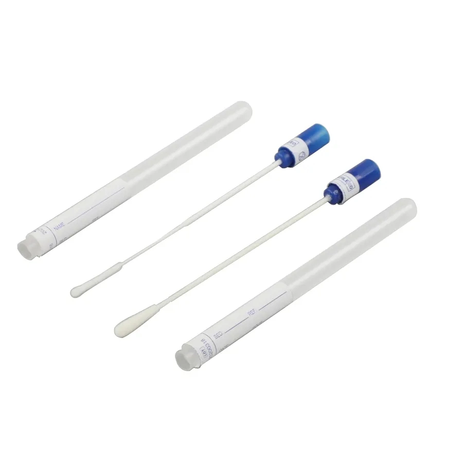 Medical nylon Fiber Female nasal Flock Swab Sample Collection nasofaríngeo Kit de conjunto de teste do tubo do braço de transporte