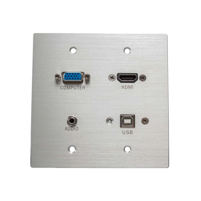 HDMI, VGA, 3.5mm and USB Pass Through Double Gang Wallplate