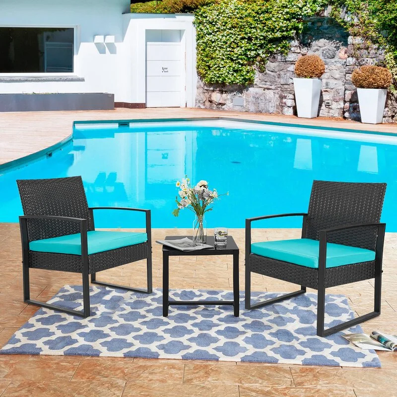 3 Piece Outdoor Bistro Set Garden Furniture Table and Chairs