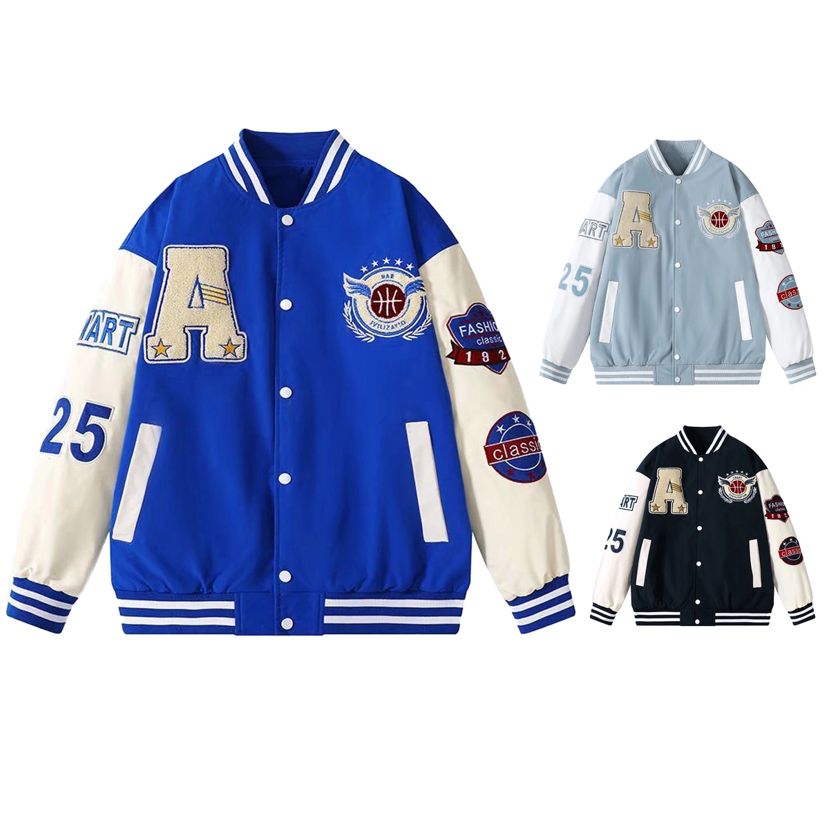 Großhandel/Lieferant Winter Frühling Unisex Mode Bomber Jacke Custom Chenille Stickerei Letterman Baseball Jacken Herren Casual Leder Varsity Jacke für Frauen