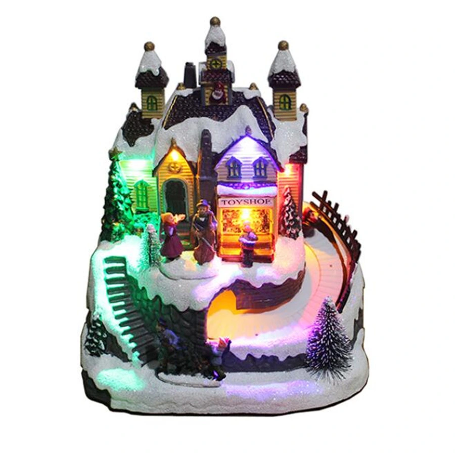 Casa LED de Navidad de Polyresin con Santa Kids Xmas Village